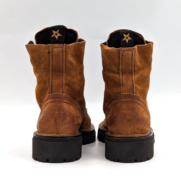 Paul Green Women Brown Leather Lace-up Festival Combat Boots size 7.5US AUS 5 - Picture 3 of 10